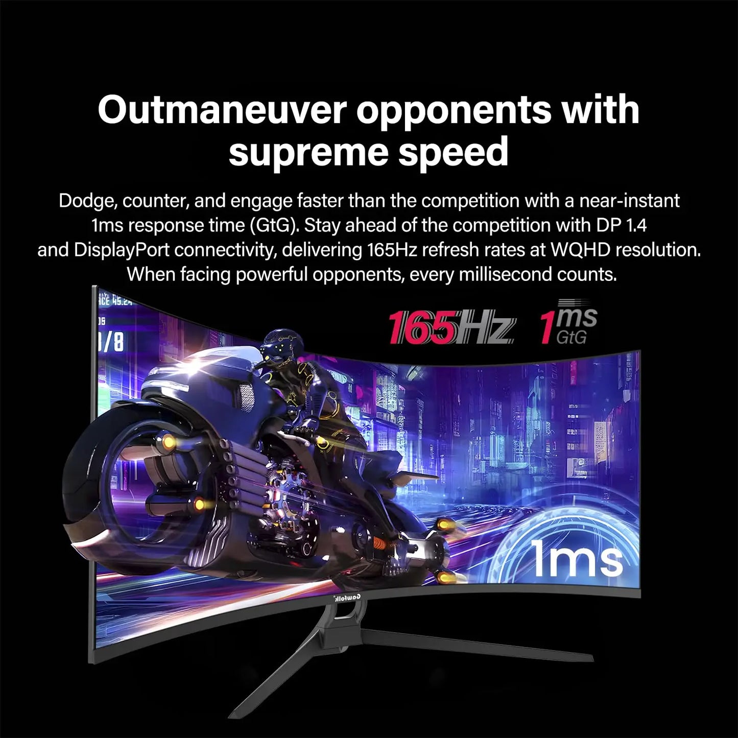 34" Curved Gaming Monitor, IPS WQHD(3440x1440P) 165Hz 1500R 21:9 UltraWide PC Display, 128% sRGB, AMD FreeSync, Blue Light Filte