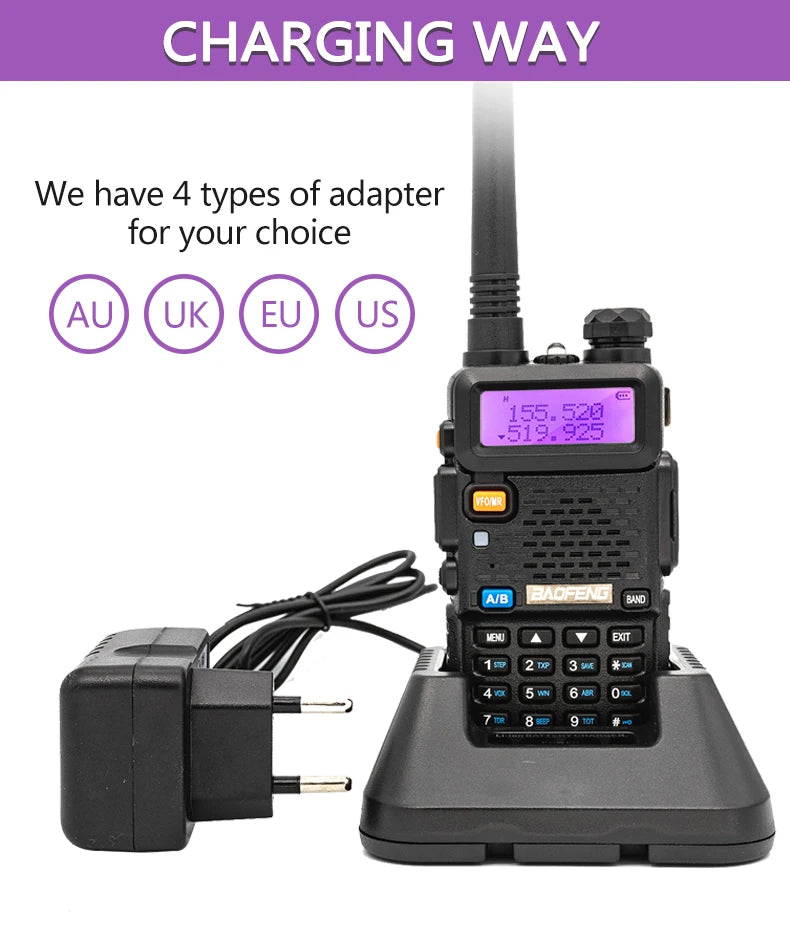 1/2/4 PCS Baofeng UV 5R 8W Walkie Talkie Dual Band VHF UHF Portable FM Amateur 1800mAh UV5R Two way Radio Ham Radio For Climb