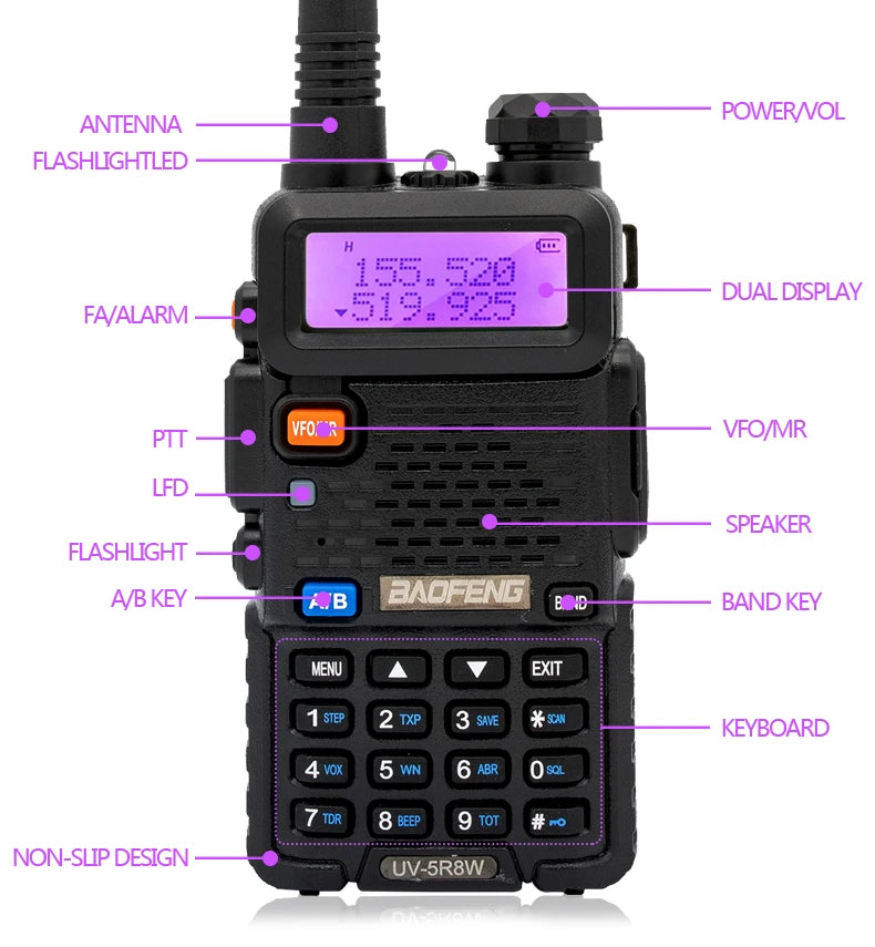 1/2/4 PCS Baofeng UV 5R 8W Walkie Talkie Dual Band VHF UHF Portable FM Amateur 1800mAh UV5R Two way Radio Ham Radio For Climb