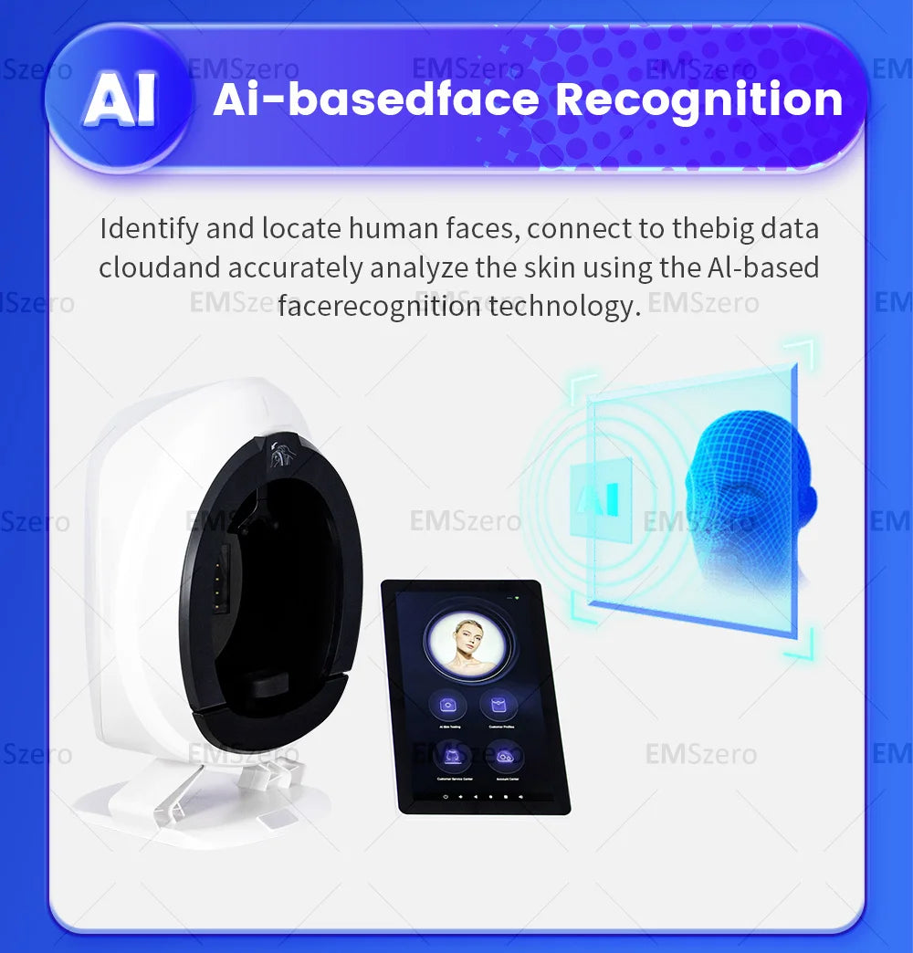 3D Skin Scanner Care Facial Analyzer Monitor Machine Magic Mirror Portable Testing English Detector Face Camera Test Analysis