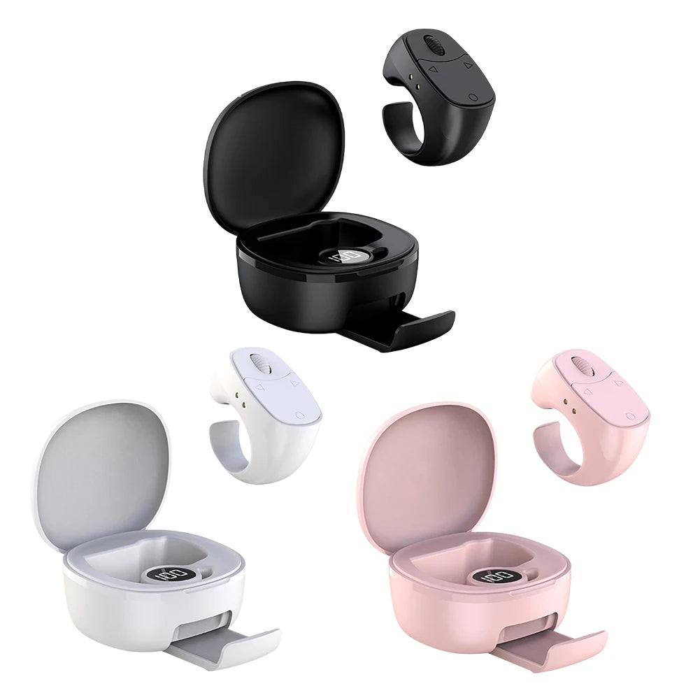 Fingertip Remote Control Bluetooth-Compatible 5.3 Scrolling Ring Digital Display Wireless Camera Shutter for Outdoor Travel