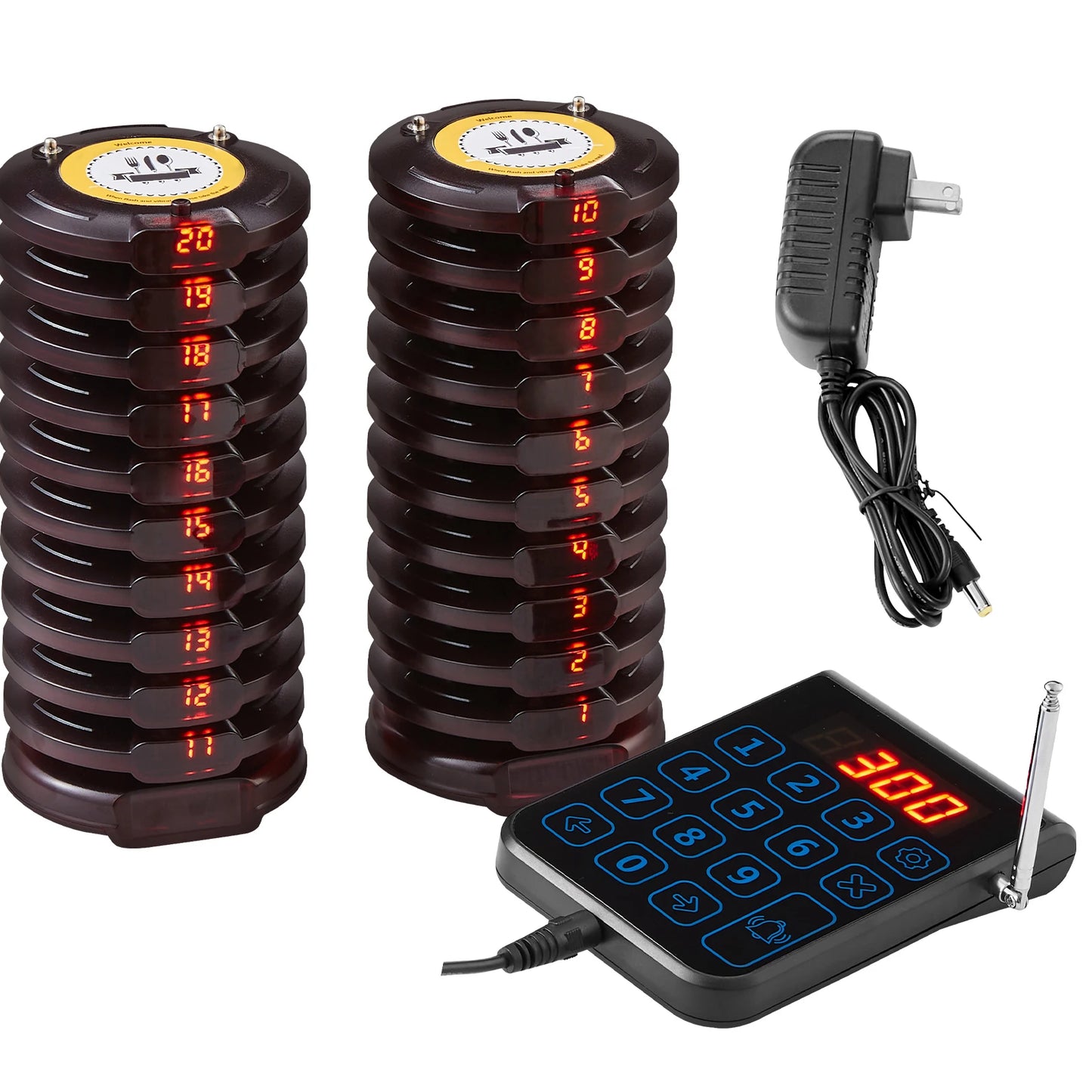 SucceBuy Restaurant Pager System Wireless Long Range Lineup Waiting Queue Signal Guest Customer Calling Beepers for Food Truck