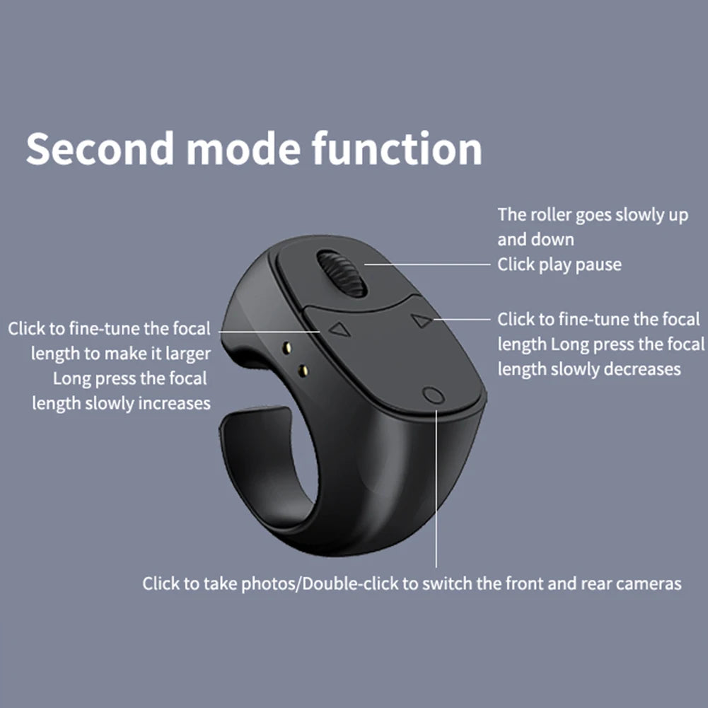 Fingertip Remote Control Bluetooth-Compatible 5.3 Scrolling Ring Digital Display Wireless Camera Shutter for Outdoor Travel