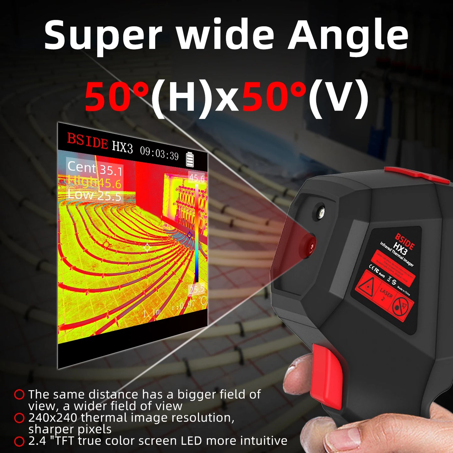 BSIDE black Smart Portable Thermal Imager 15 Color Palettes -20~550C 100×100IR Resolution PC Analysis Software Drop Resistant