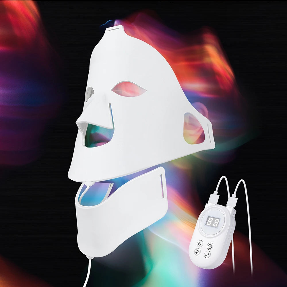 7 Colors Photon Face Neck LED Mask 3D Flexible Silicone Facial Beauty Mask Red Light Infrared Skin Care Repair Skin Wireless Use