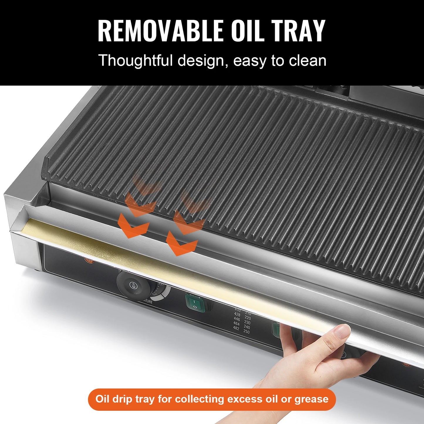 SucceBuy Commercial Panini Grill 3600W Electric Sandwich Panini Maker 19"x9" Full Grooved Enamel Plate for Hamburger Steak Bacon