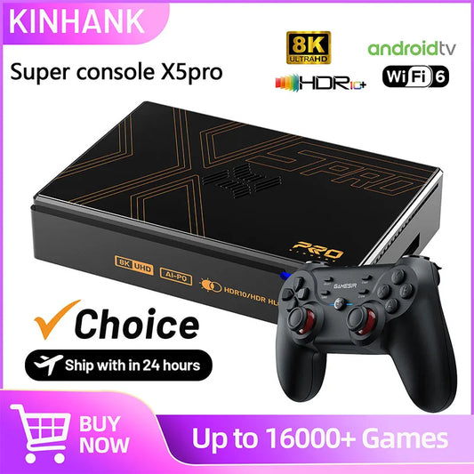 Kinhank Super Console X5 PRO Retro Video Game Consoles with 4T Hard Drive 16000 Games for PS2/WII/SS/DC/N64 Android 12 TV Box