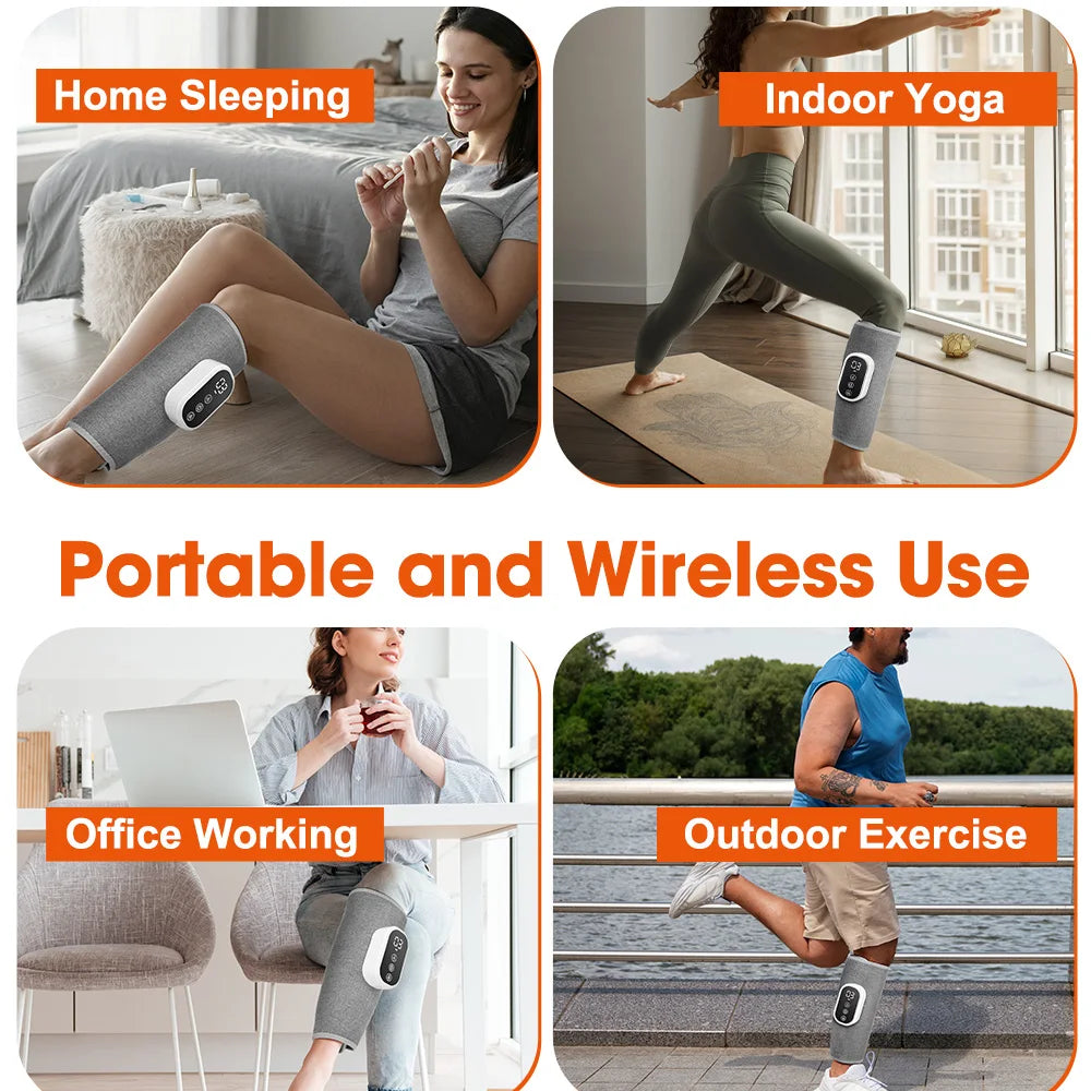 Electric Heating Leg Massager Wireless Rechargeable Air Compression Leg Calf Massage For Relief Relax Leg Muscles Health Care