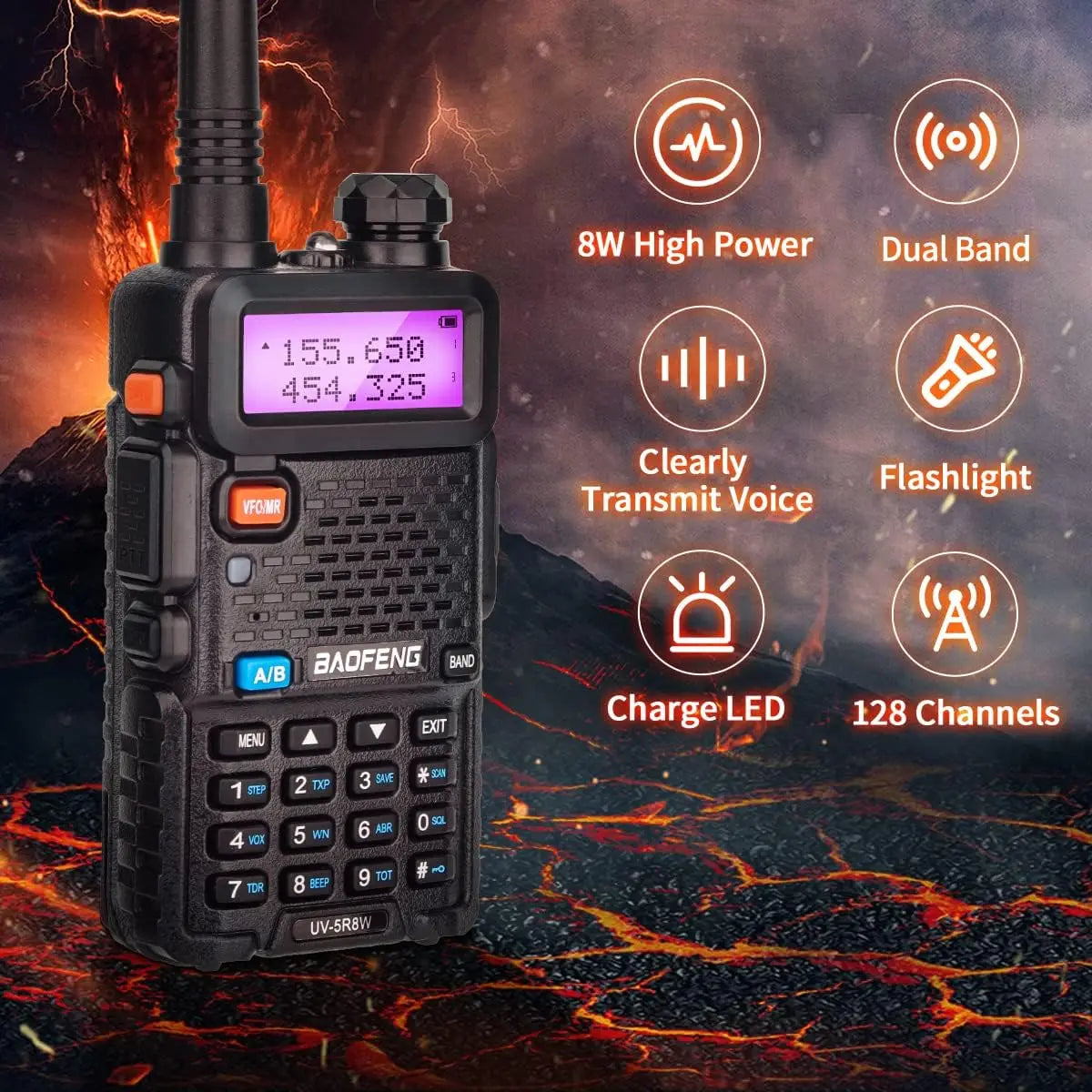 1/2/4 PCS Baofeng UV 5R 8W Walkie Talkie Dual Band VHF UHF Portable FM Amateur 1800mAh UV5R Two way Radio Ham Radio For Climb