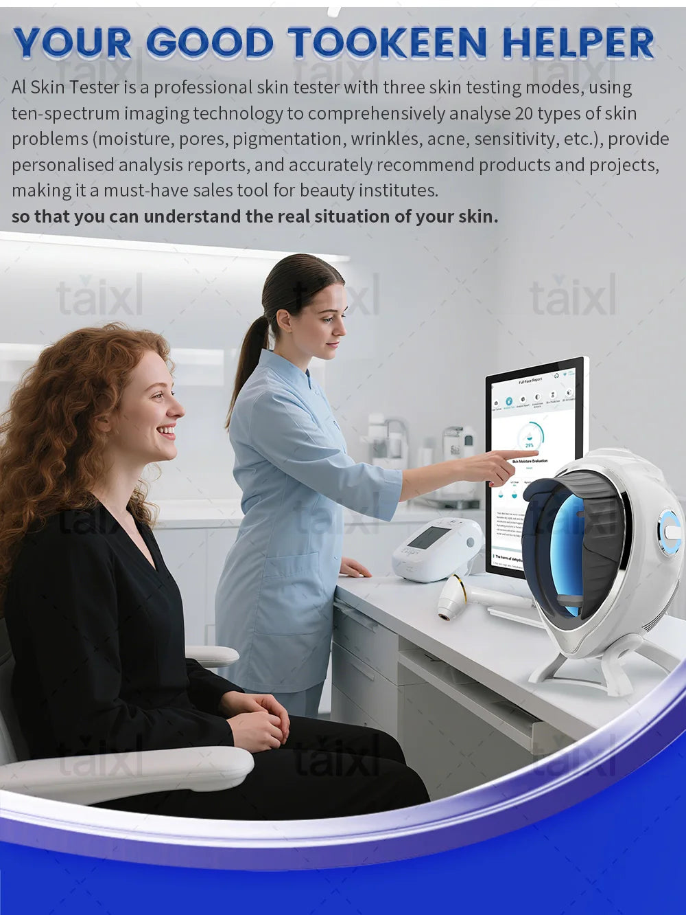 3D Skin Scanner Care Facial Analyzer Monitor Machine Magic Mirror Portable Testing English Detector Face Camera Test Analysis