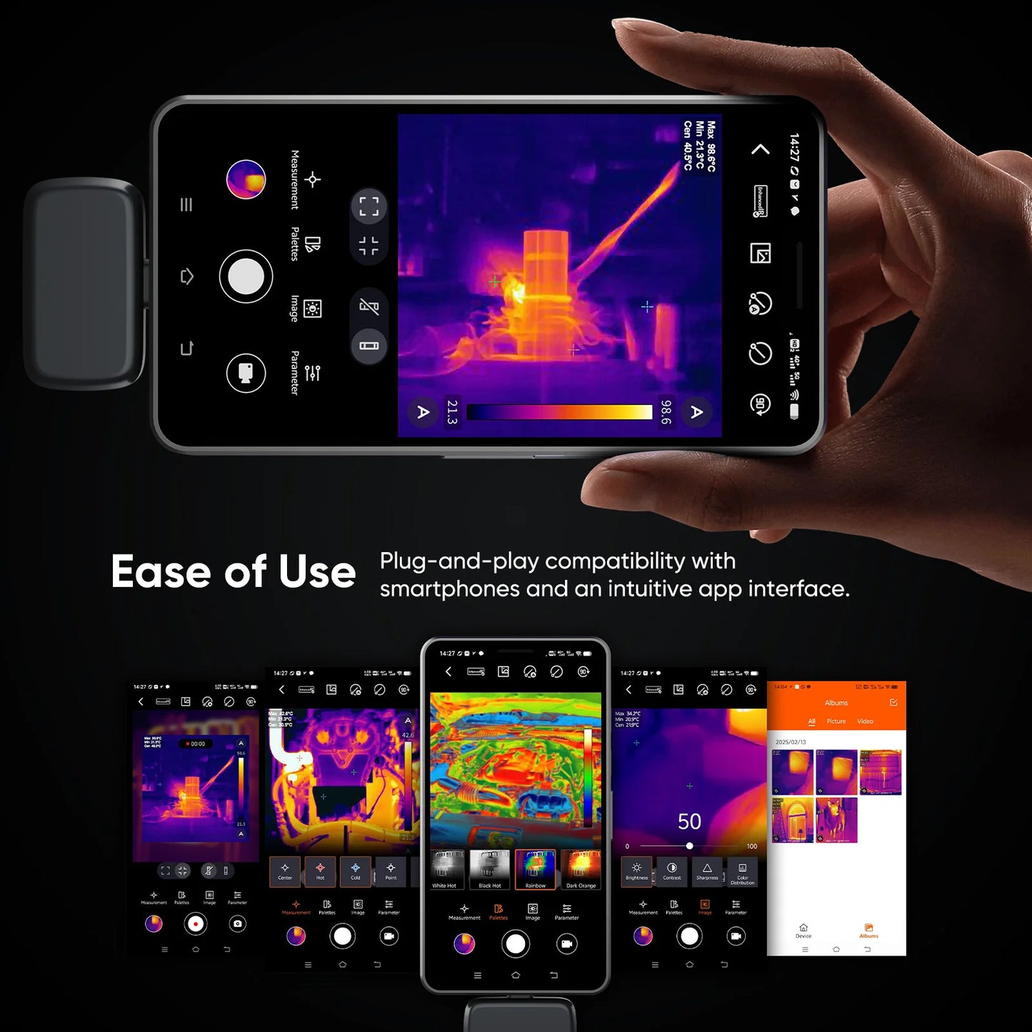 Thermal Imaging Camera for Android, 192x192 IR Resolution, USB-C Thermal Imager, -4℉ to 752℉ Infrared Camera for Home Inspection