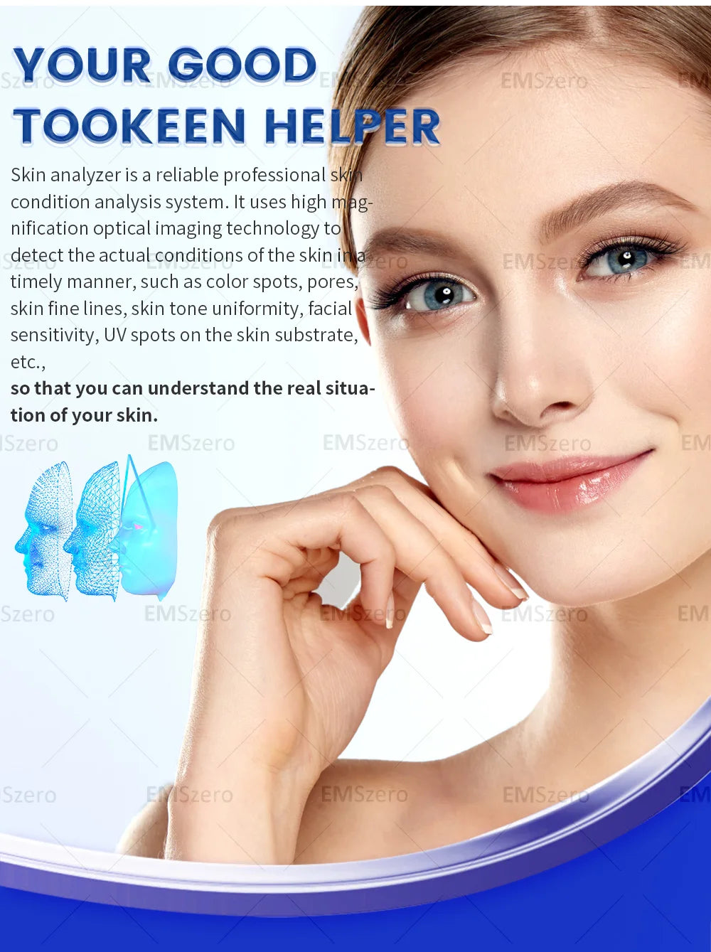 3D Skin Scanner Care Facial Analyzer Monitor Machine Magic Mirror Portable Testing English Detector Face Camera Test Analysis