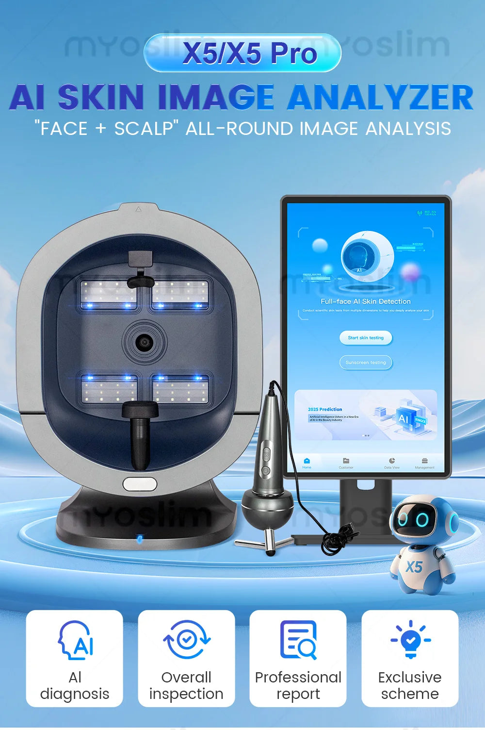 3D AI Facial Camera Scanner UV Skin and Hair Analysis Measuring Machine Digital Facial Scanner Skin Analyzer 2025 Professional