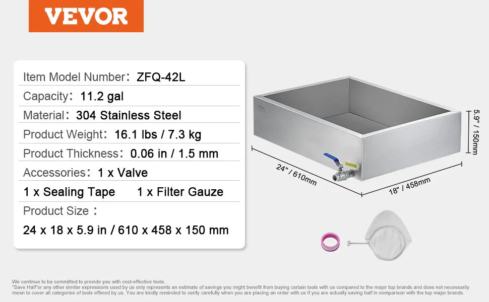 SucceBuy 11.2-47 Gal Maple Syrup Evaporator Pan w/ 1 Valve & 3 Heating Methods Stainless Steel Maple Syrup Pan for Home Outdoor