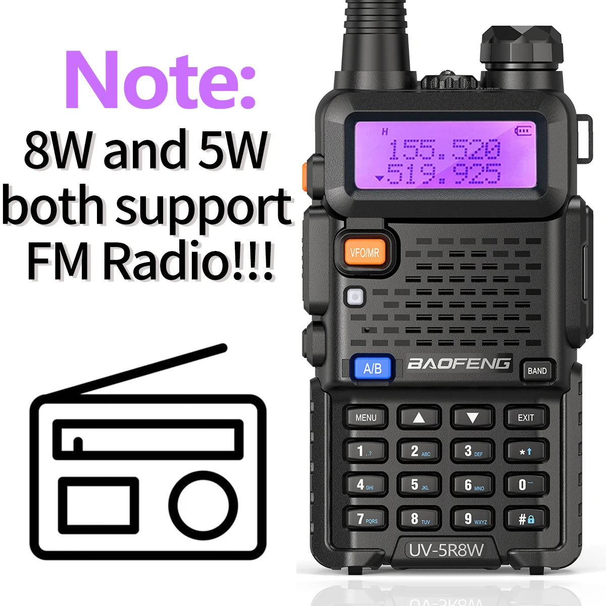 1/2/4 PCS Baofeng UV 5R 8W Walkie Talkie Dual Band VHF UHF Portable FM Amateur 1800mAh UV5R Two way Radio Ham Radio For Climb