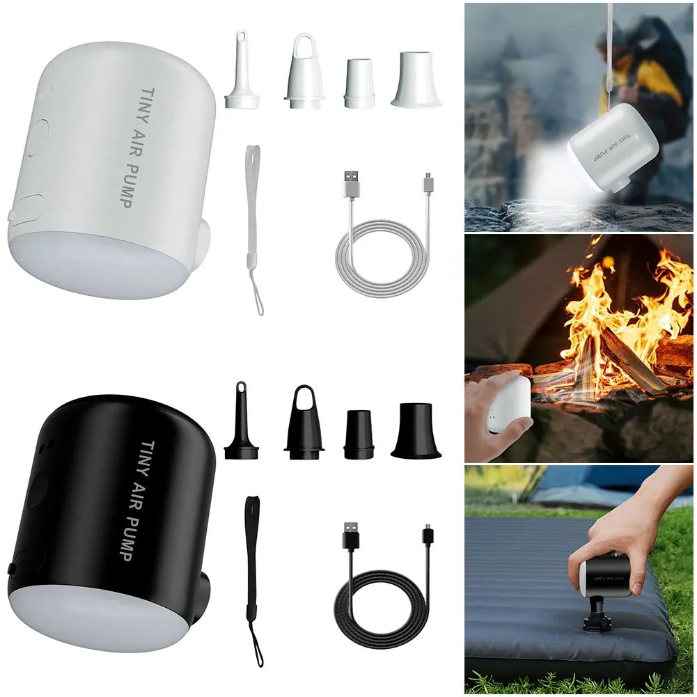 160LM Camping Light 4000Pa Wireless Air Compressor USB Rechargeable 2200mAh Electric Air Pump for Air Mattresses Beds