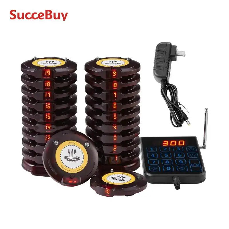 SucceBuy Restaurant Pager System Wireless Long Range Lineup Waiting Queue Signal Guest Customer Calling Beepers for Food Truck