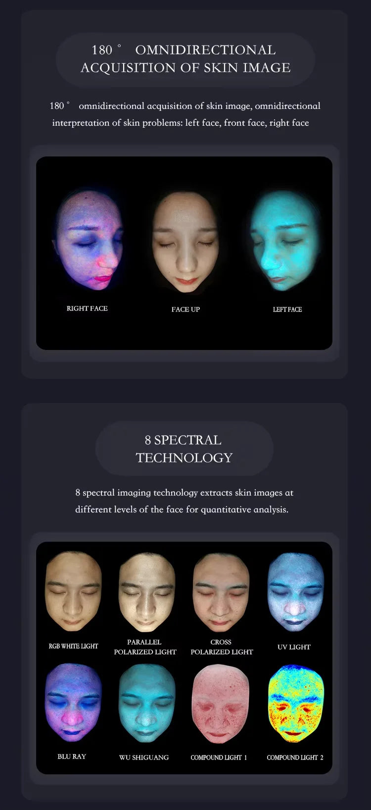 AISIA Q1 3D AI Facial Skin Analyzer Detection Skin Problem Diagnosis 8 Spectrum Professional Analysis Beauty Salon Equipment