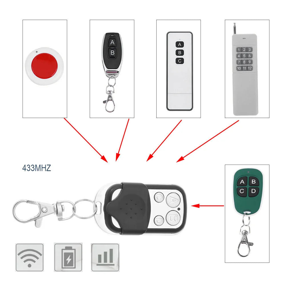 5 Pack 433MHz Remote Control Duplicator 4 Buttons Remote for Garage Door Opener