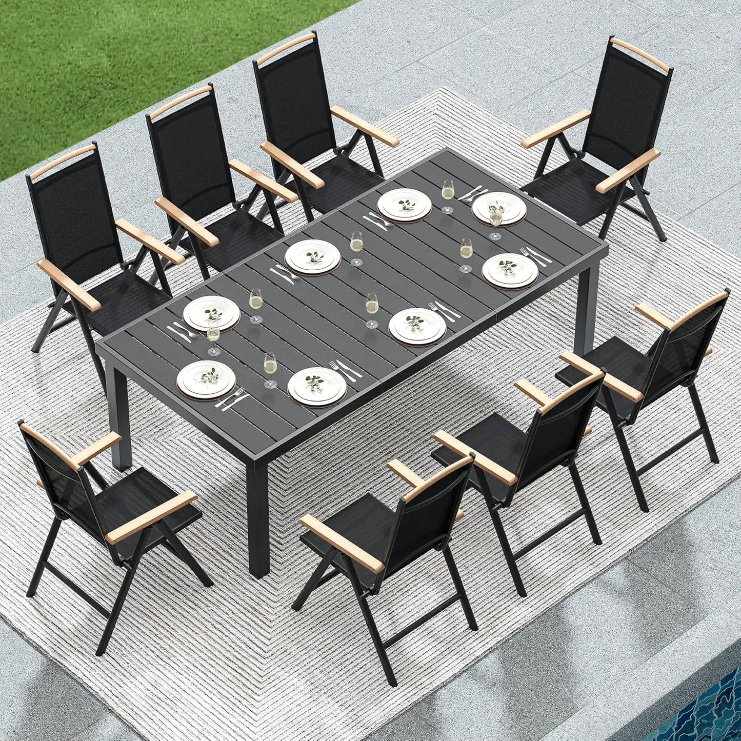 YITAHOME Aluminum Patio Dining Table for 8, 75" Outdoor Dining Table, E-Coated Rectangular Patio Table for Backyard Garden Lawn,