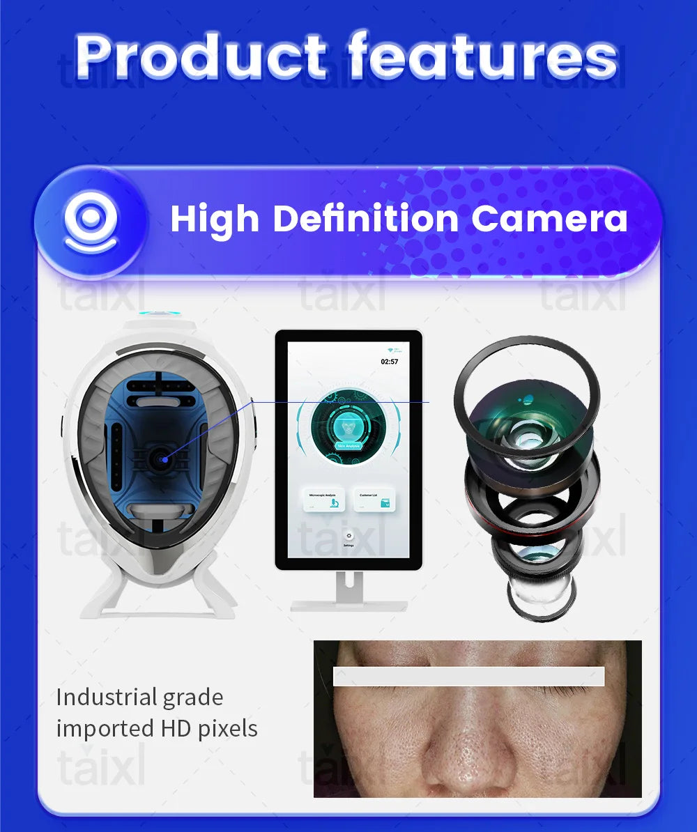 3D Skin Scanner Care Facial Analyzer Monitor Machine Magic Mirror Portable Testing English Detector Face Camera Test Analysis