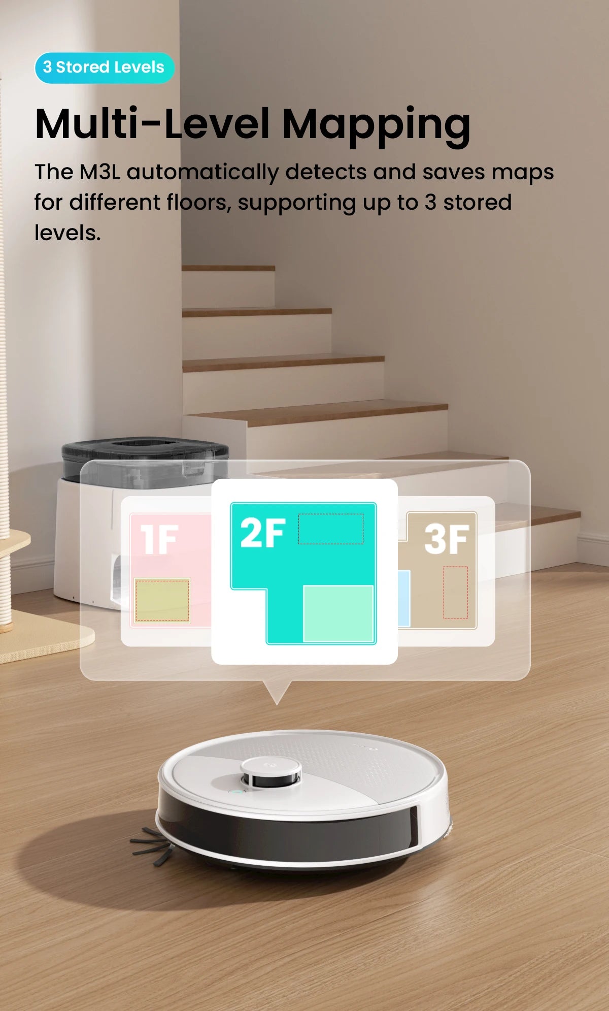 LEFANT M3 M3L Robot Vacuum Cleaner with Mapping, 12000Pa Suction, Emptying Station, Automatic Washing and Drying, DTOF Laser