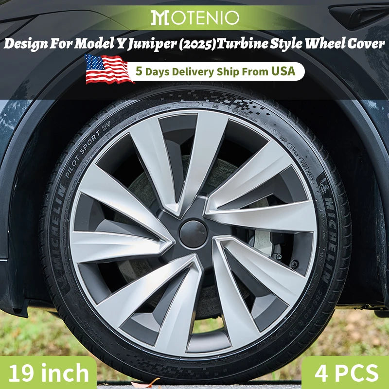 4PCS 19inch Wheel Cap for Model Y Juniper 2025 Turbine Car Performance Accessories Hub Cap Automobile Wheel Cap Design for Tesla