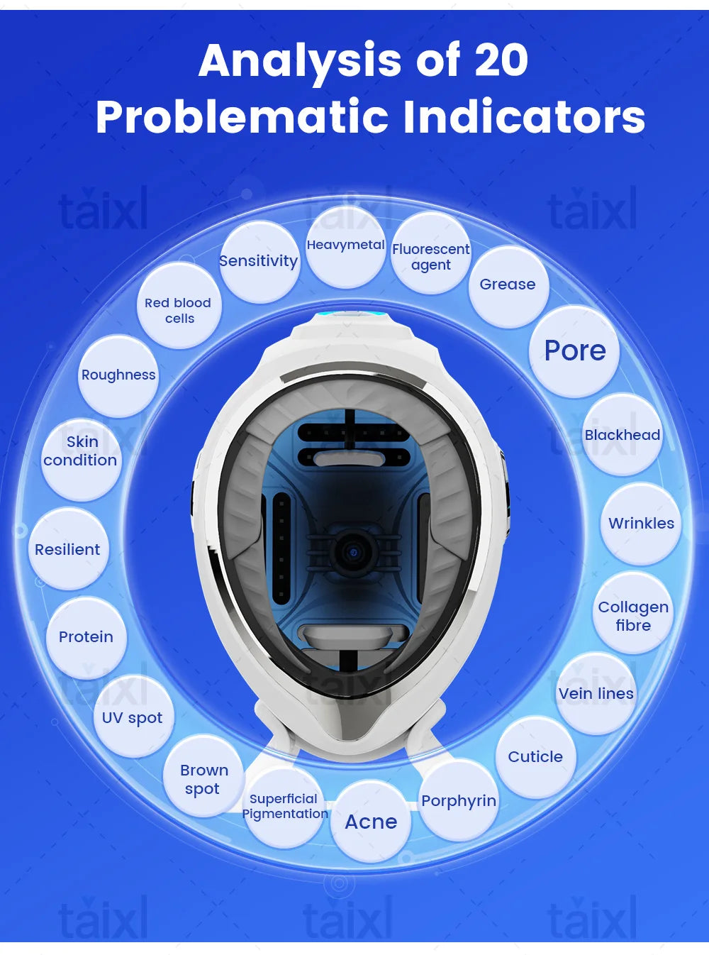 3D Skin Scanner Care Facial Analyzer Monitor Machine Magic Mirror Portable Testing English Detector Face Camera Test Analysis