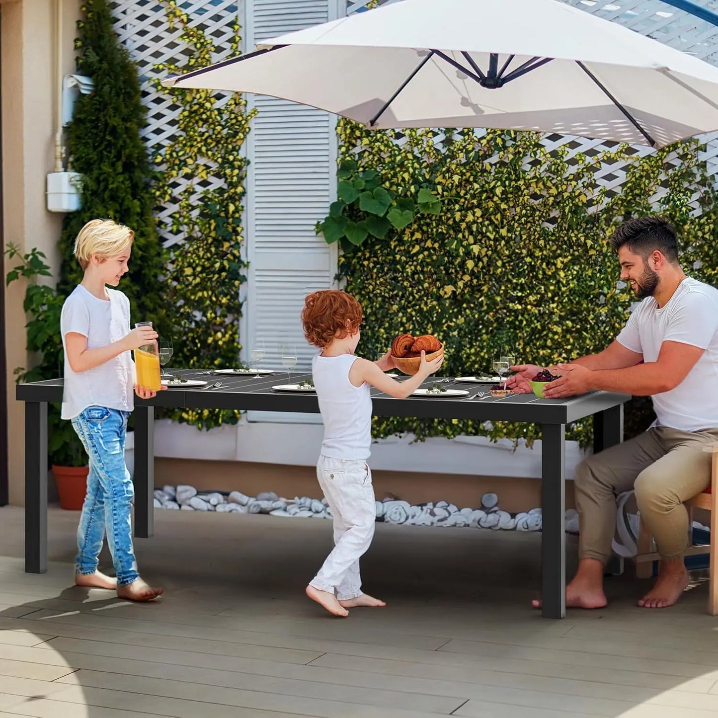 YITAHOME Aluminum Patio Dining Table for 8, 75" Outdoor Dining Table, E-Coated Rectangular Patio Table for Backyard Garden Lawn,