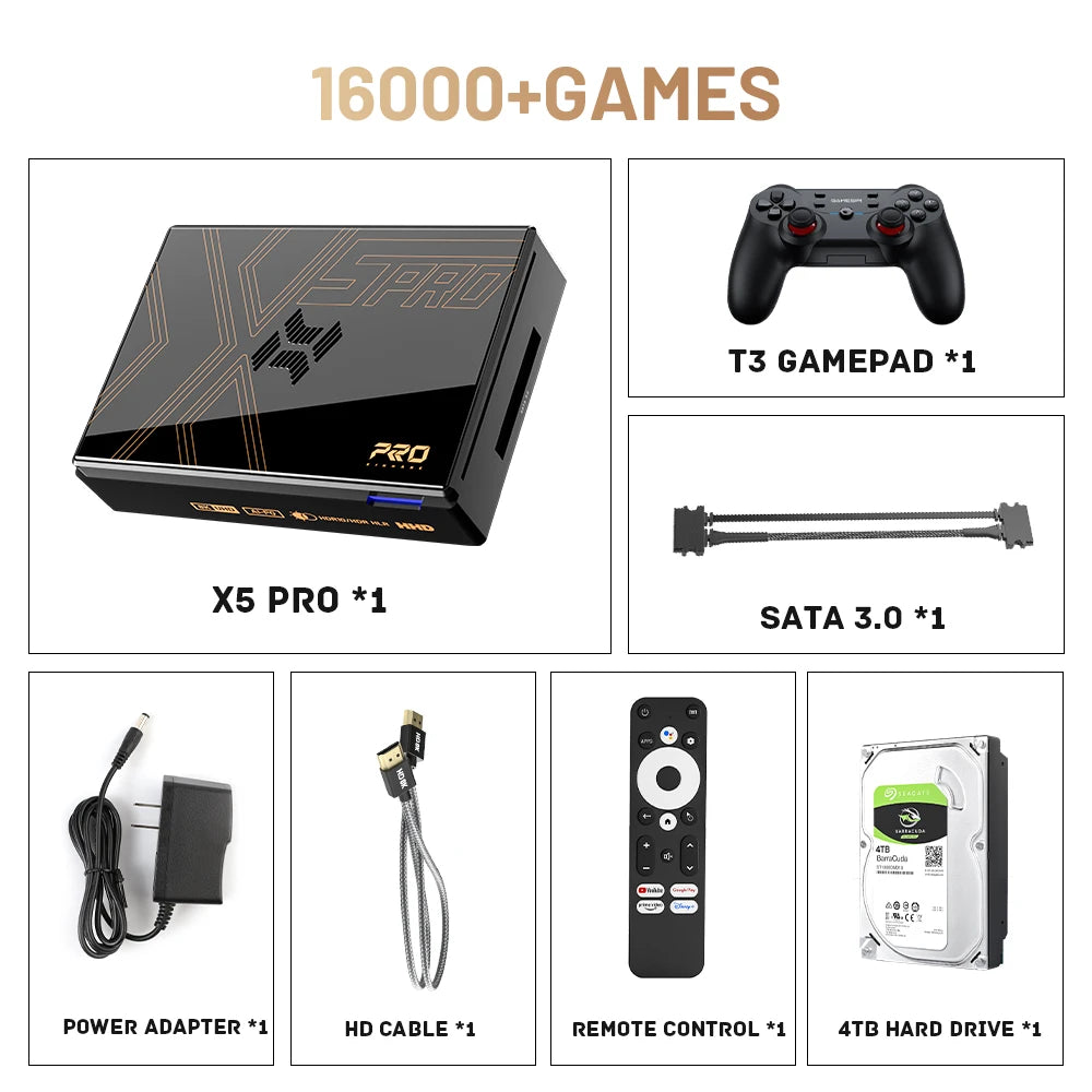 Kinhank Super Console X5 PRO Retro Video Game Consoles with 4T Hard Drive 16000 Games for PS2/WII/SS/DC/N64 Android 12 TV Box