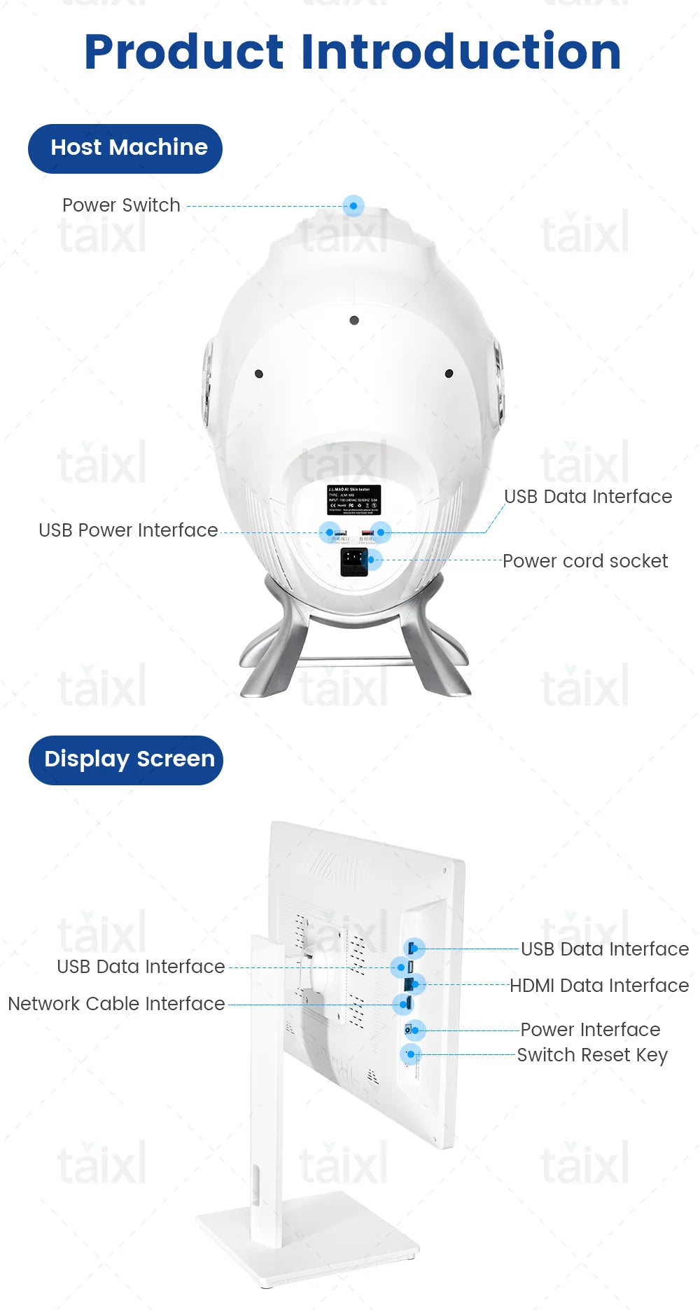 3D Skin Scanner Care Facial Analyzer Monitor Machine Magic Mirror Portable Testing English Detector Face Camera Test Analysis