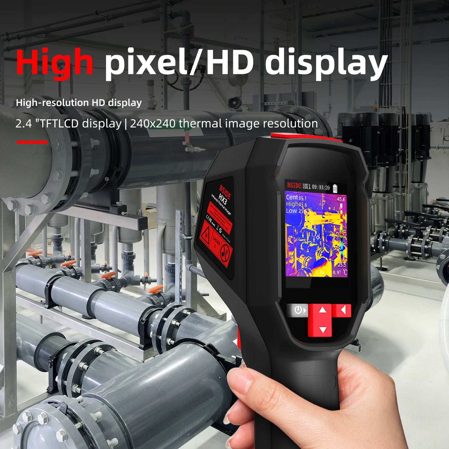 BSIDE black Smart Portable Thermal Imager 15 Color Palettes -20~550C 100×100IR Resolution PC Analysis Software Drop Resistant