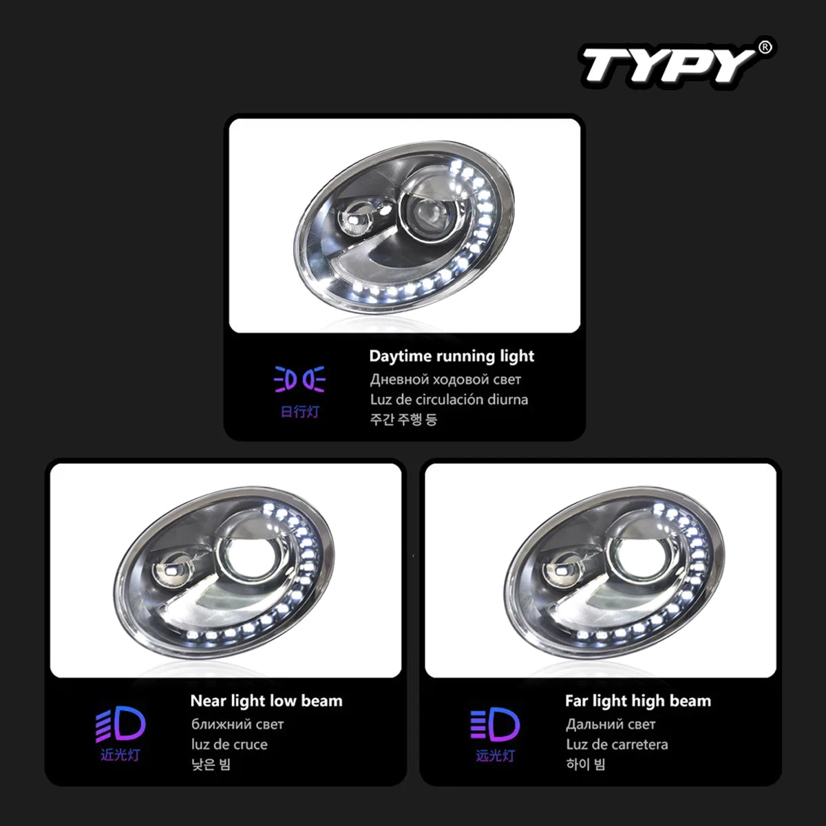 TYPY Car Headlights For VW Beetle 2013-2018 LED Car Lamps Daytime Running Lights Dynamic Plug And Play Car Accessories