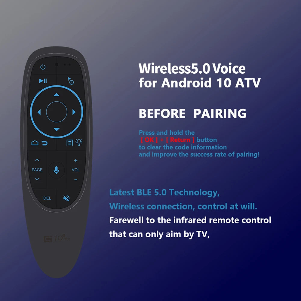 2.4G Wireless Air Mouse Bluetooth-compatible 5.0 Voice Remote Control6-axis Gyroscope for Android Smart TV Box