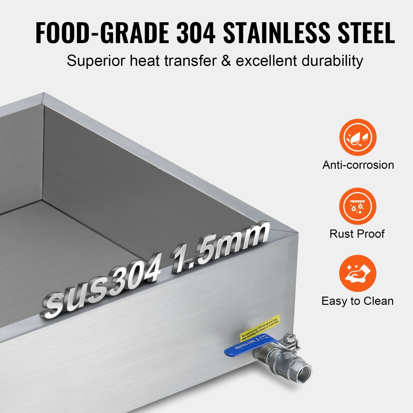 SucceBuy 11.2-47 Gal Maple Syrup Evaporator Pan w/ 1 Valve & 3 Heating Methods Stainless Steel Maple Syrup Pan for Home Outdoor