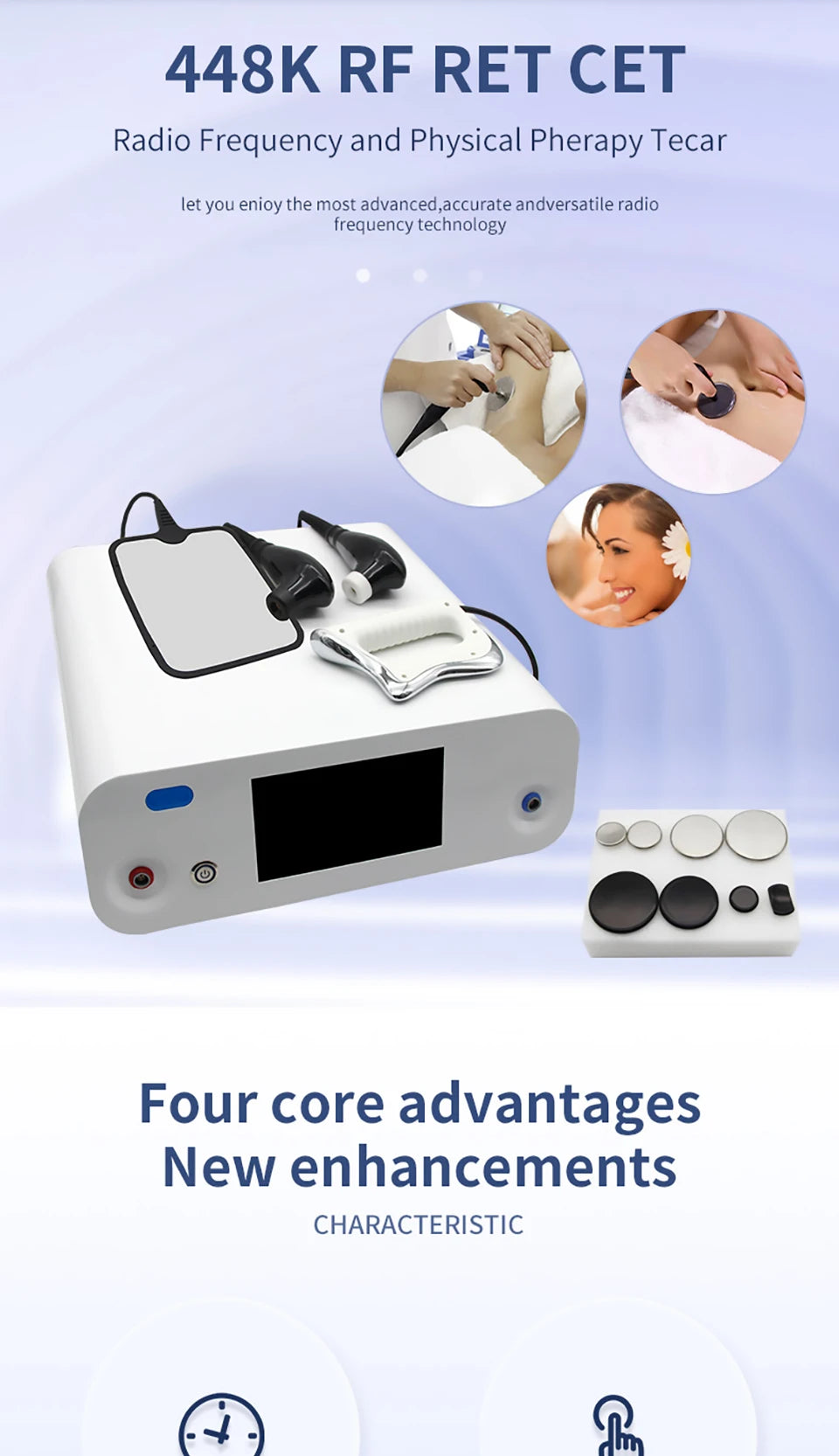 Professional Deep Care 448K Technology High Radiofrequency RET CET Physical Thermotherapy Tecar Lose Weight RF Lifting Machine