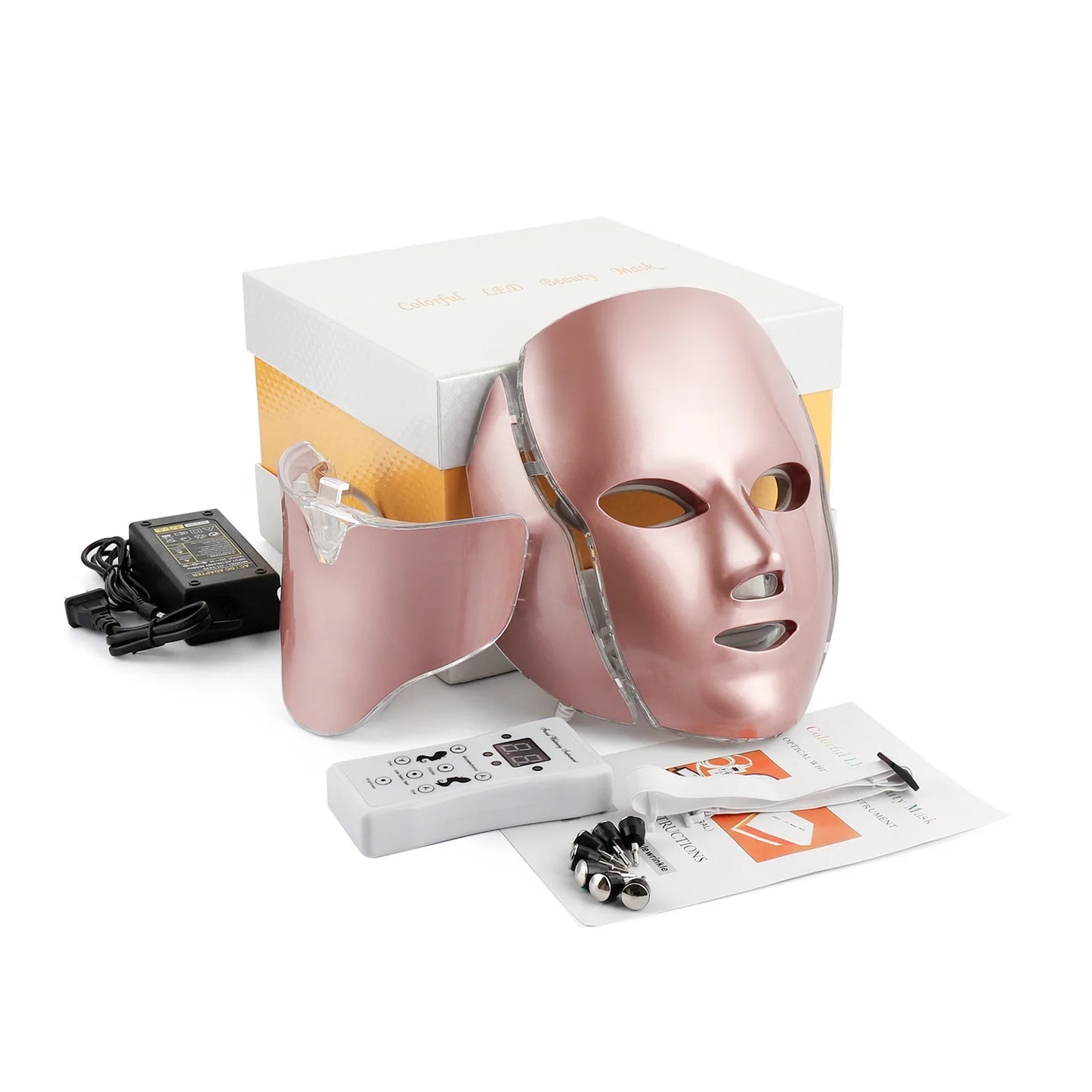 Foreverlily 7 Colors Light LED Facial Skin Care Mask With Neck Skin Rejuvenation Treatment Beauty Anti Acne Therapy Whitening