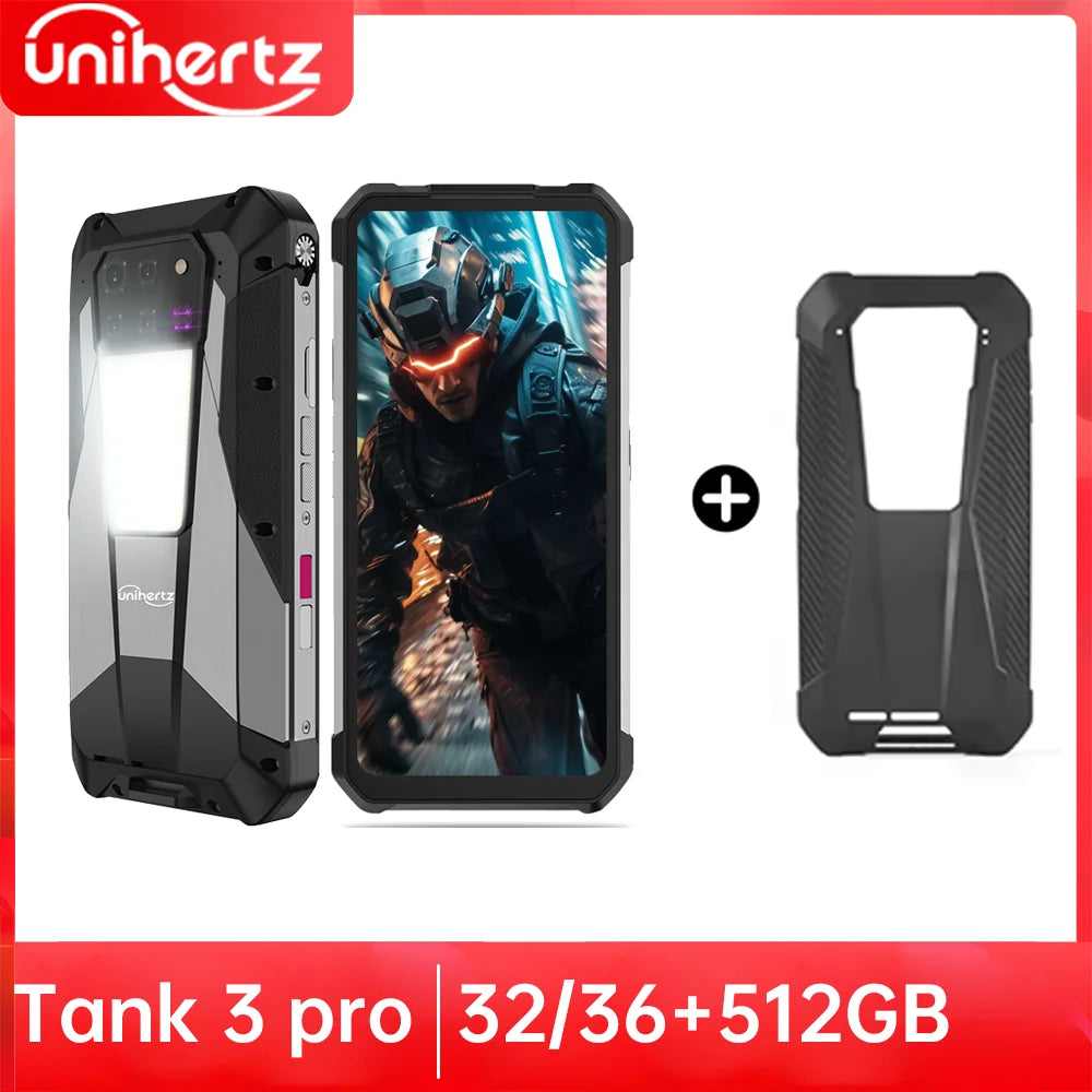 US EU MX Warehouse Unihertz Tank 3 Pro 8849 with 100 Lumens 5G Projector phone,32GB/36GB RAM,512GB ROM,23800mAh 120W,200MP, NFC