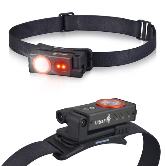 UltraFire P4 EDC Headlamp 5 Modes Powerful Head Flashlight USB C Rechargeable Red Light Headlight with Magnet for Outdoor Hiking