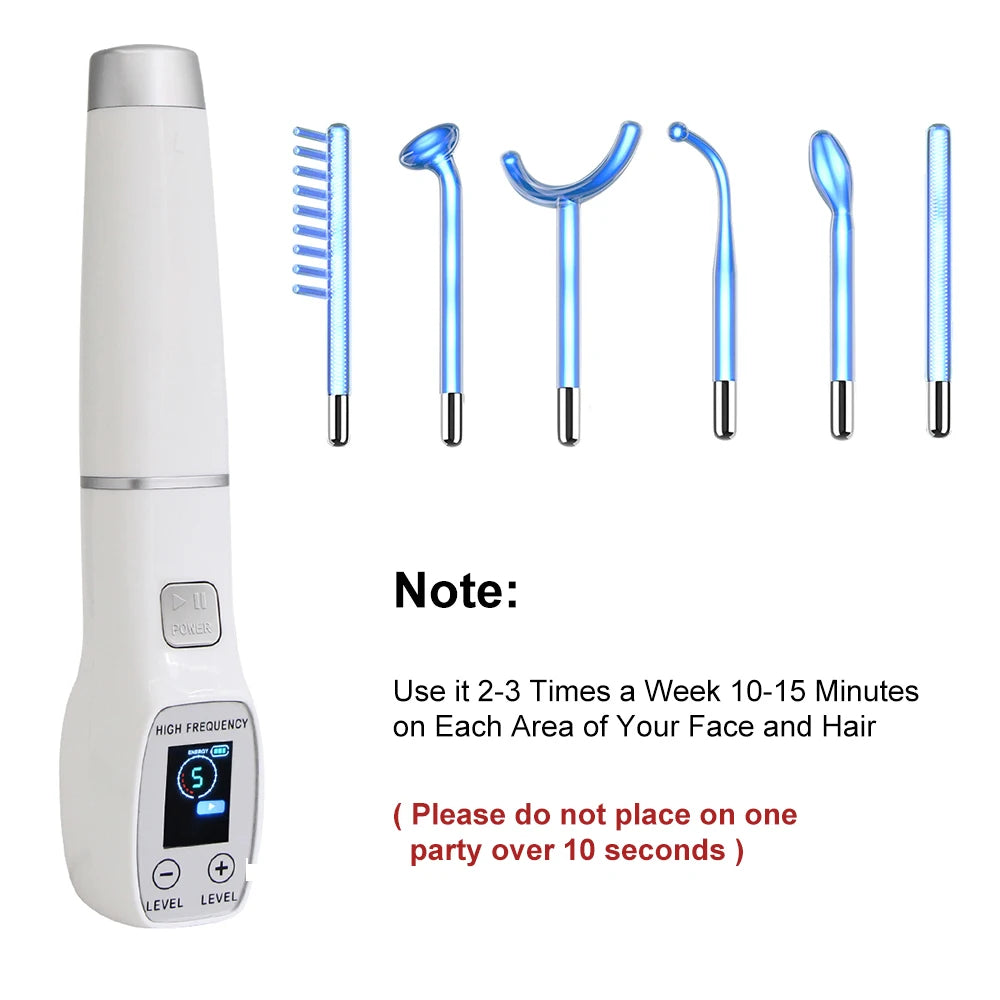 High Frequency Electrode Wand Glass Tube Electrotherapy Acne Spot Remover Skin Care Home Spa Beauty Facial Therapy Wand
